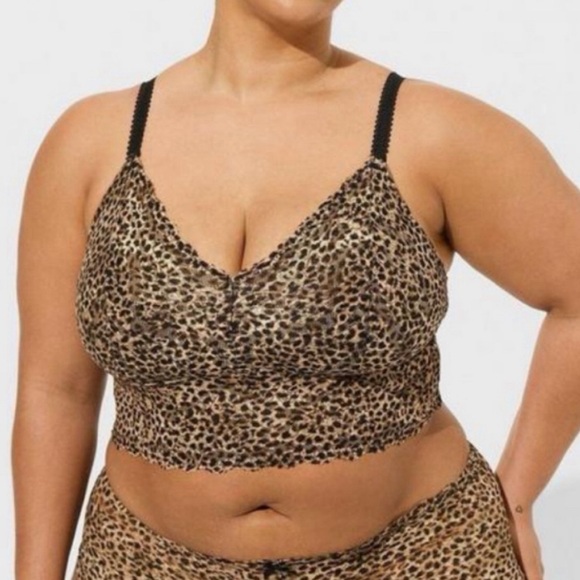 ๐ Unlined Lace Crop Bralette 3 3X 22 24 NWT Torrid New! Leopard Cheetah - Picture 2 of 5